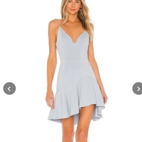 ELLIATT Spaghetti Strap Arch Ruffled Mini Dress in Baby Blue - Picture 2 of 15